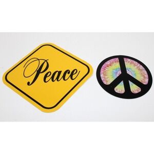 Vintage 90s "Peace" Vending Stickers - Set of 2 - Tie Dye Peace Sign - NEW